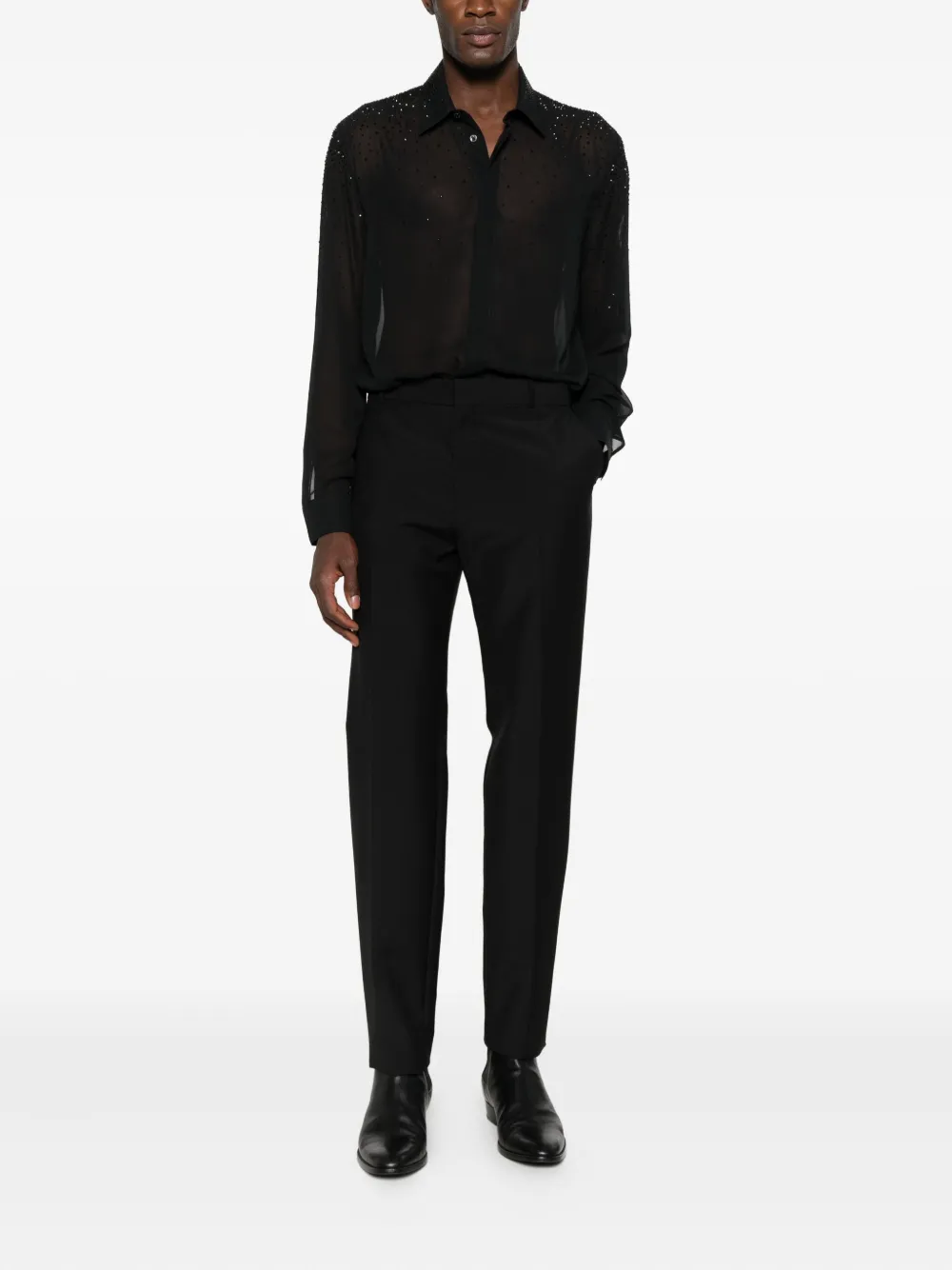 Patrizia Pepe rhinestone-embellished shirt - Zwart