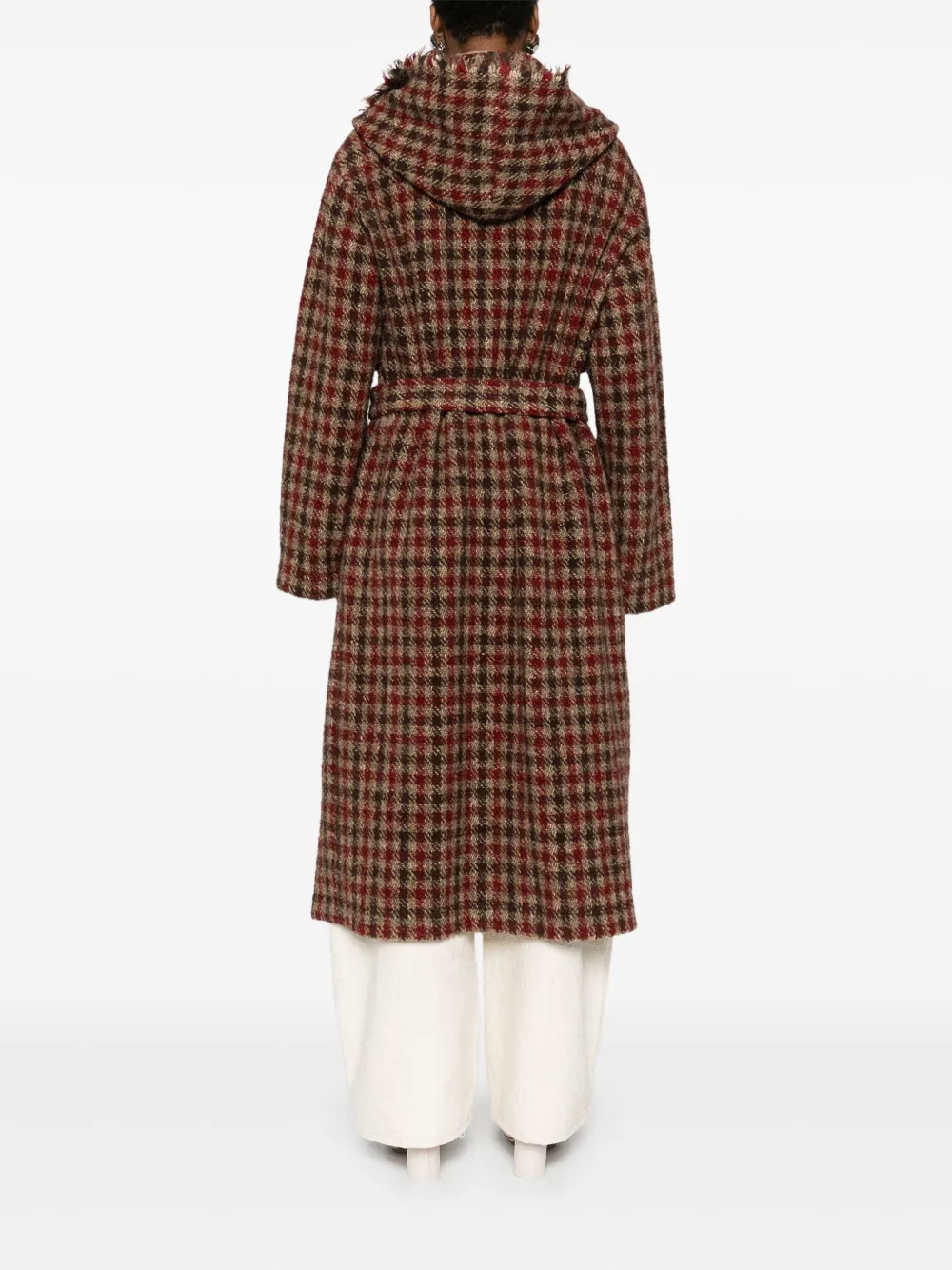 Uma Wang Geruite jas met franje afwerking Rood