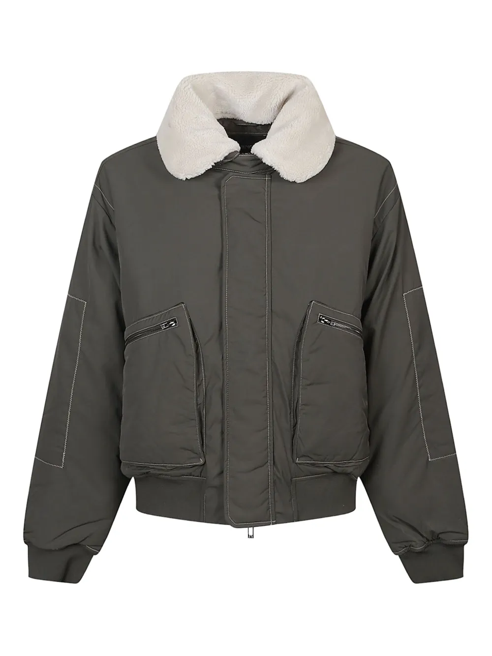 Emporio Armani Sherpa-collar Bomber Jacket In Green