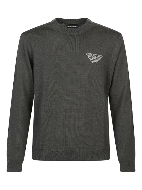 Emporio Armani logo-embroidered wool sweater