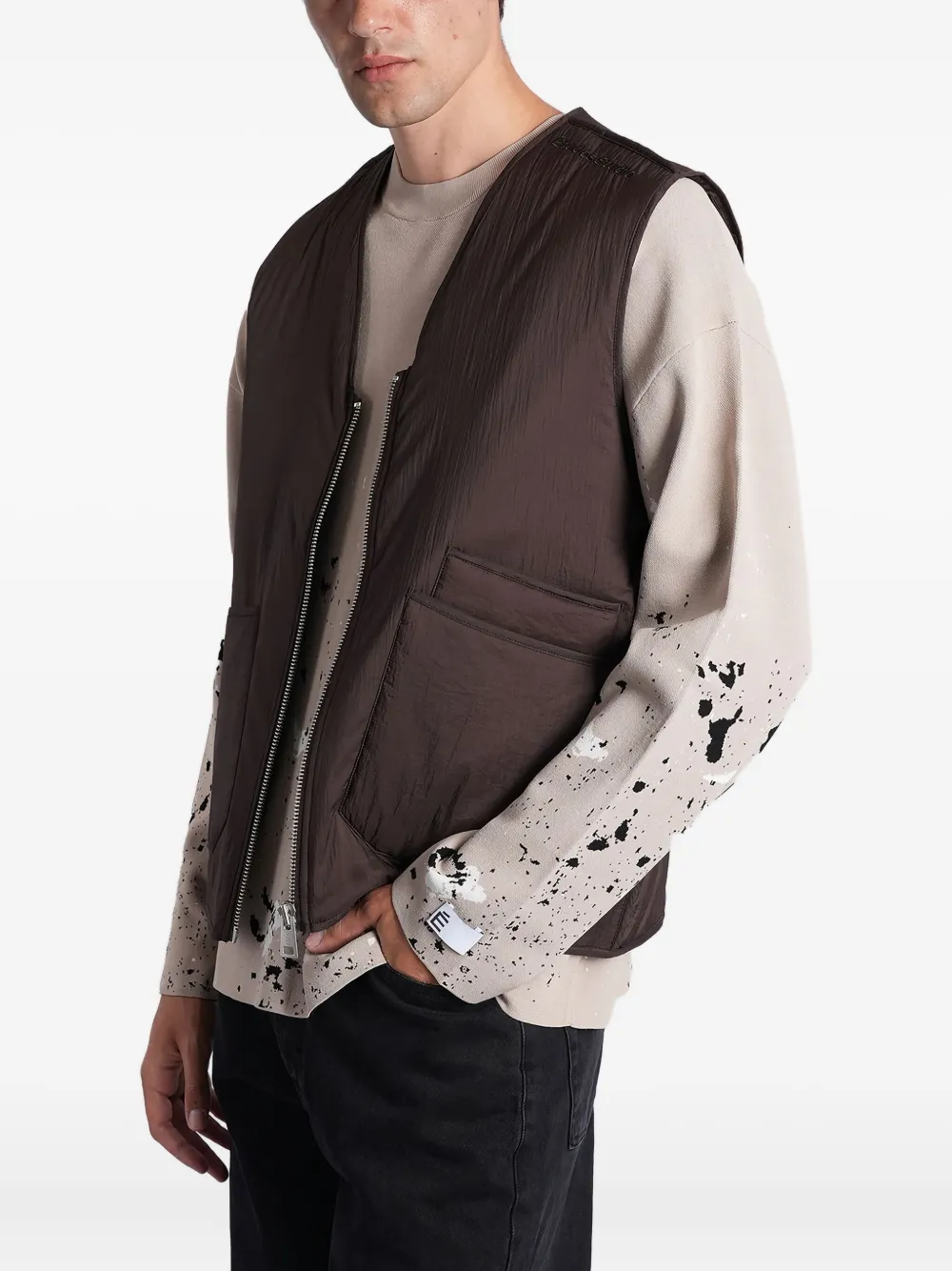 Etudes Studio Sleeveless Zip-pocket Gilet In Brown