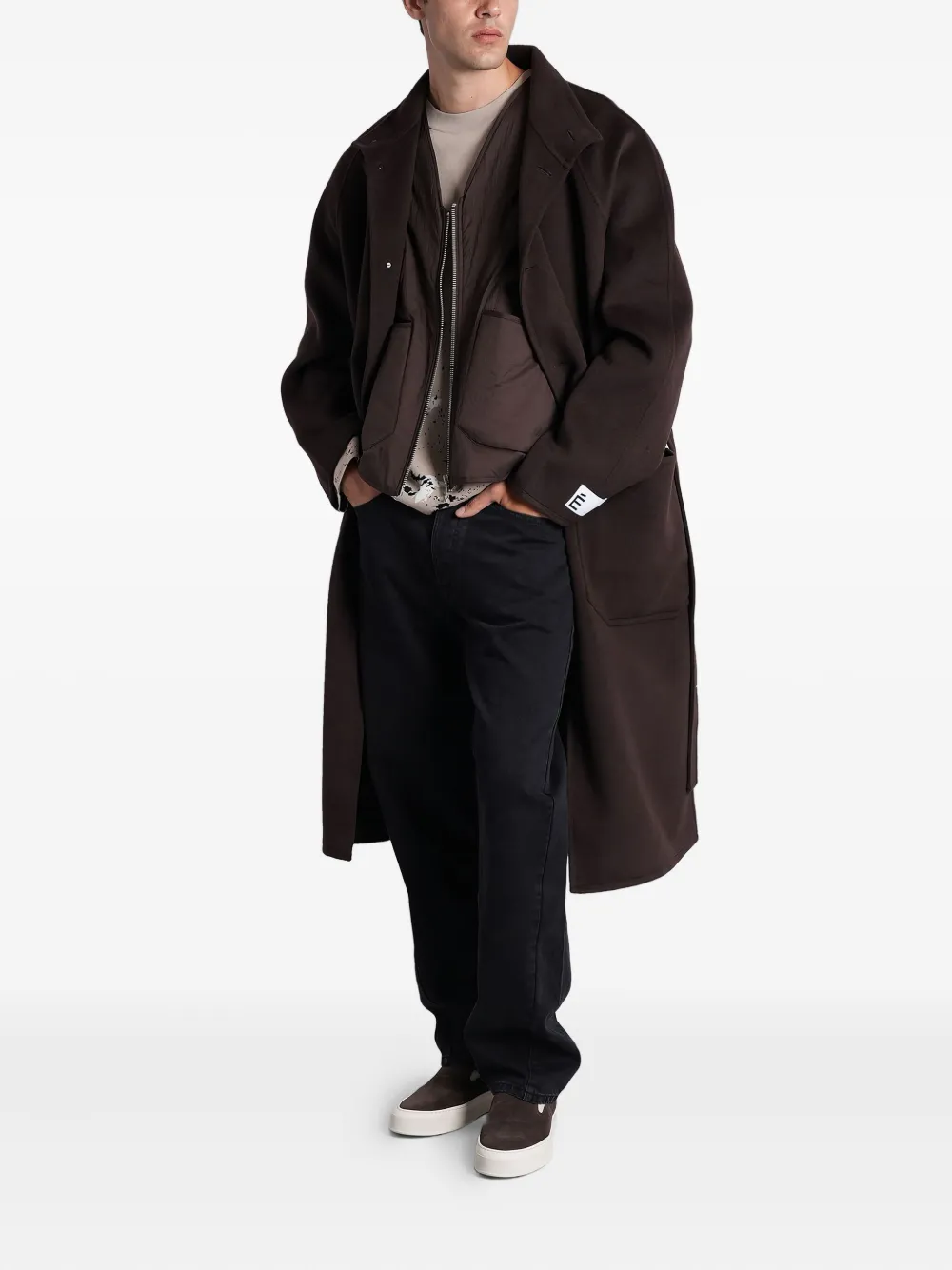 Etudes Studio Belted Single-breasted Coat In Brown