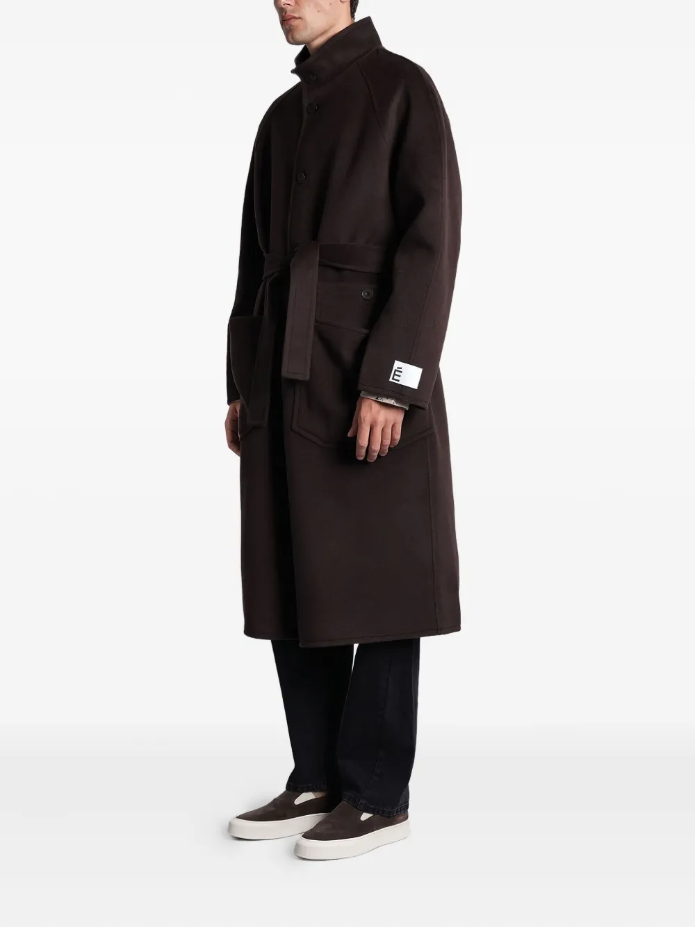 Etudes Studio Belted Single-breasted Coat In Brown