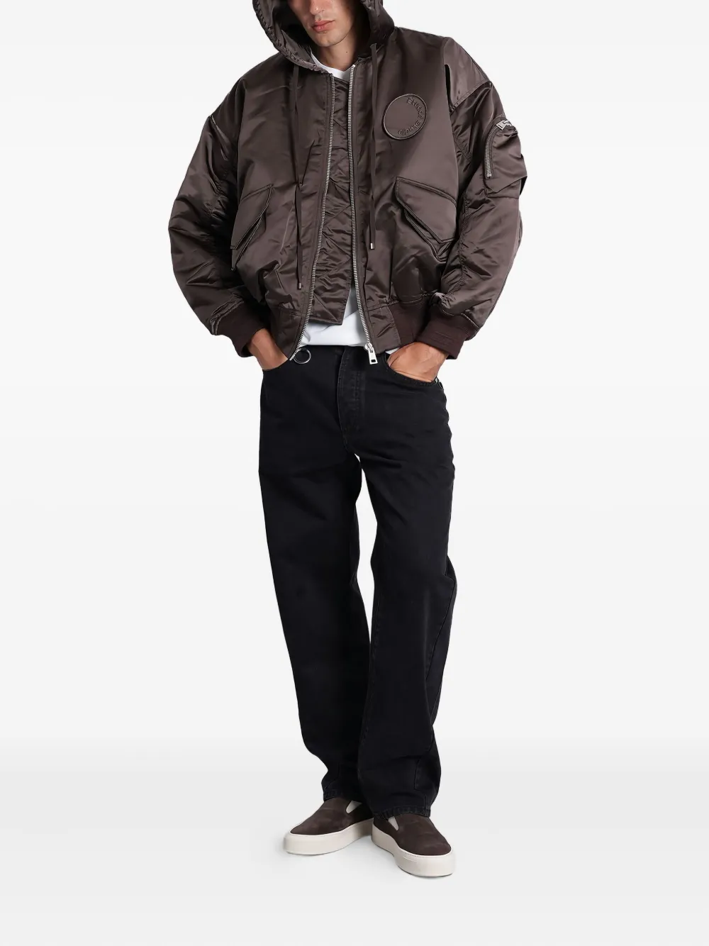 Etudes Studio Logo-patch Hooded Jacket In Brown
