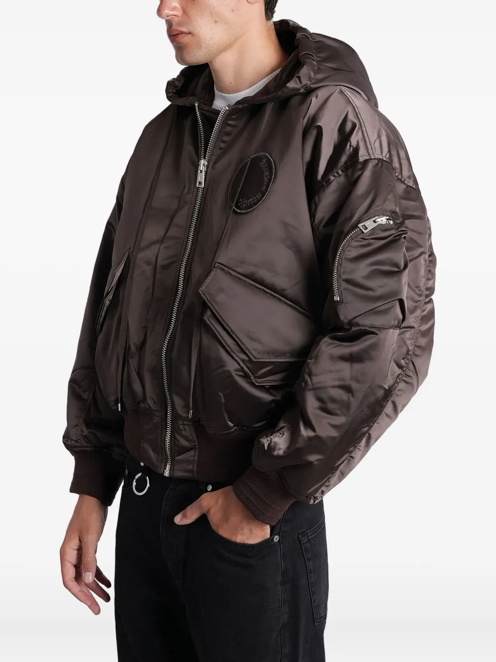 Etudes Studio Logo-patch Hooded Jacket In Brown