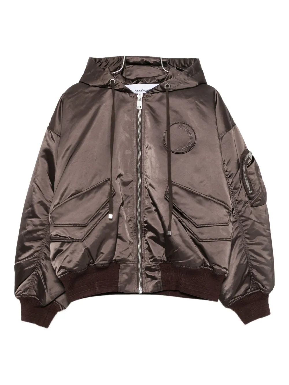 Études Studio logo-patch hooded jacket | Brown | Image 1