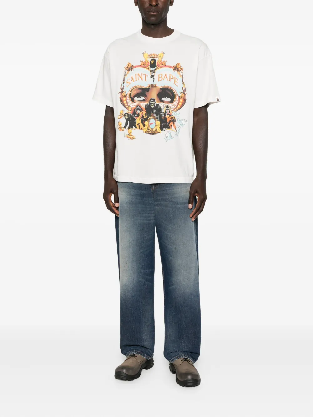 SAINT MXXXXXX x A BATHING APE Generation T-shirt met grafische print - Wit