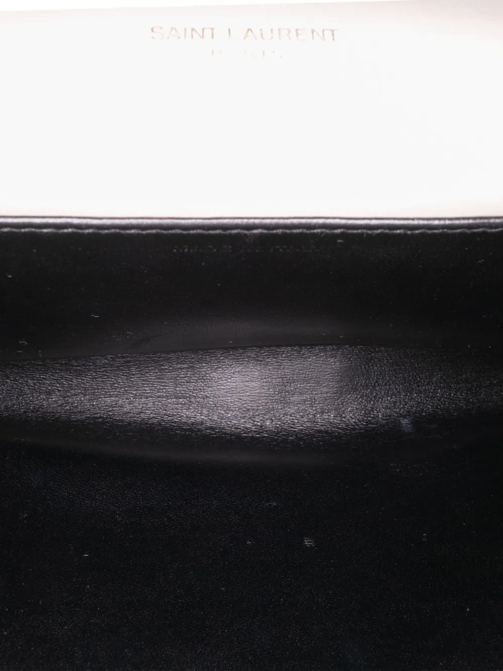 Pre-owned Saint Laurent 2021 Bicolor Calfskin Uptown Chain Wallet Crossbody Bag In Black