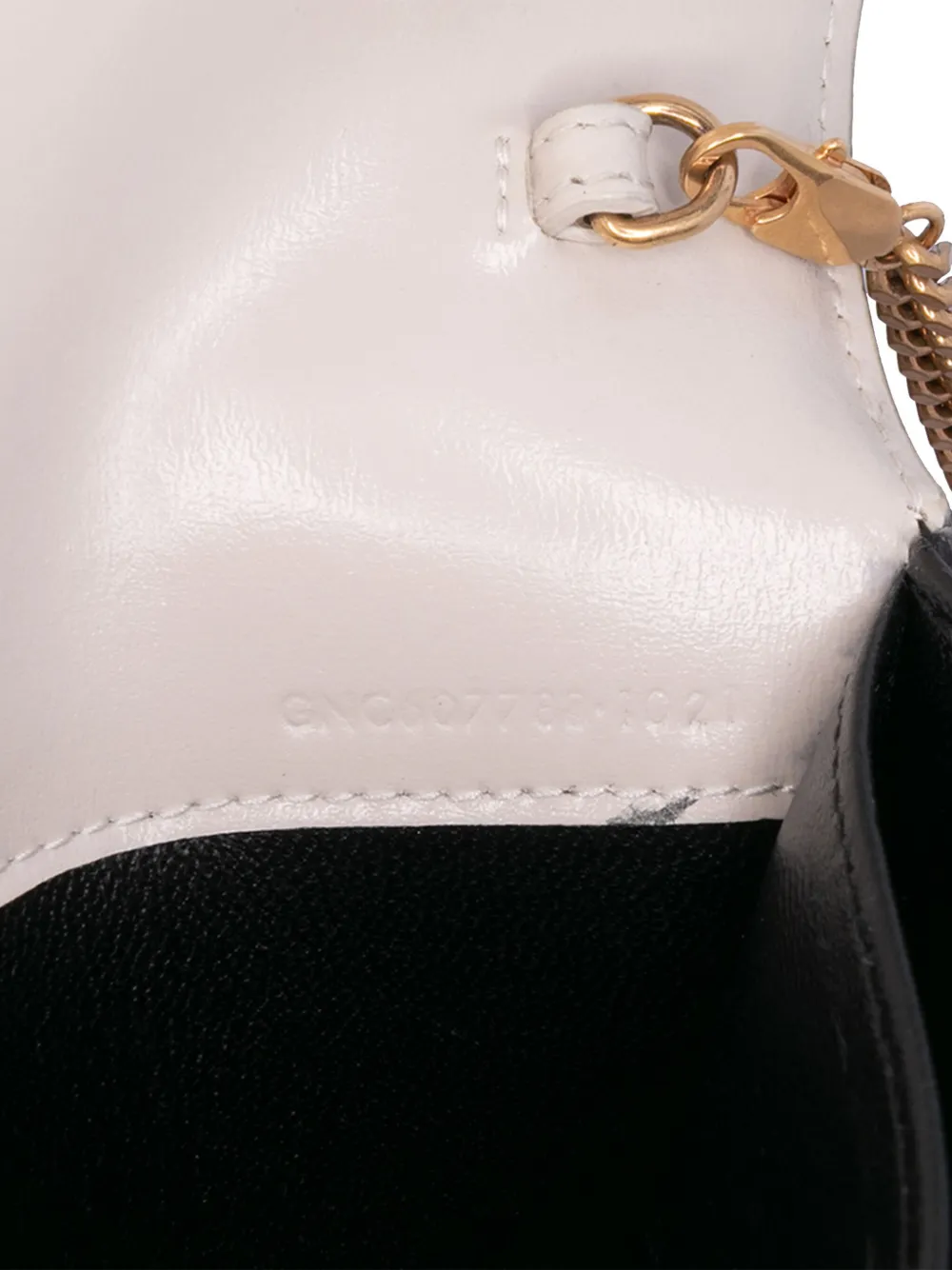 Pre-owned Saint Laurent 2021 Bicolor Calfskin Uptown Chain Wallet Crossbody Bag In Black
