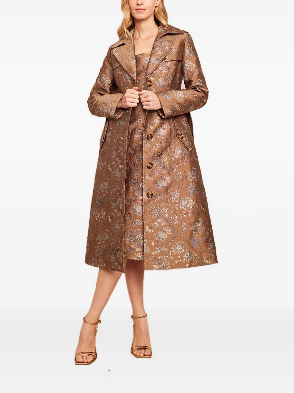 Cara Cara Karlie floral-jacquard trench coat | Trench Coats & Raincoats | Image 2