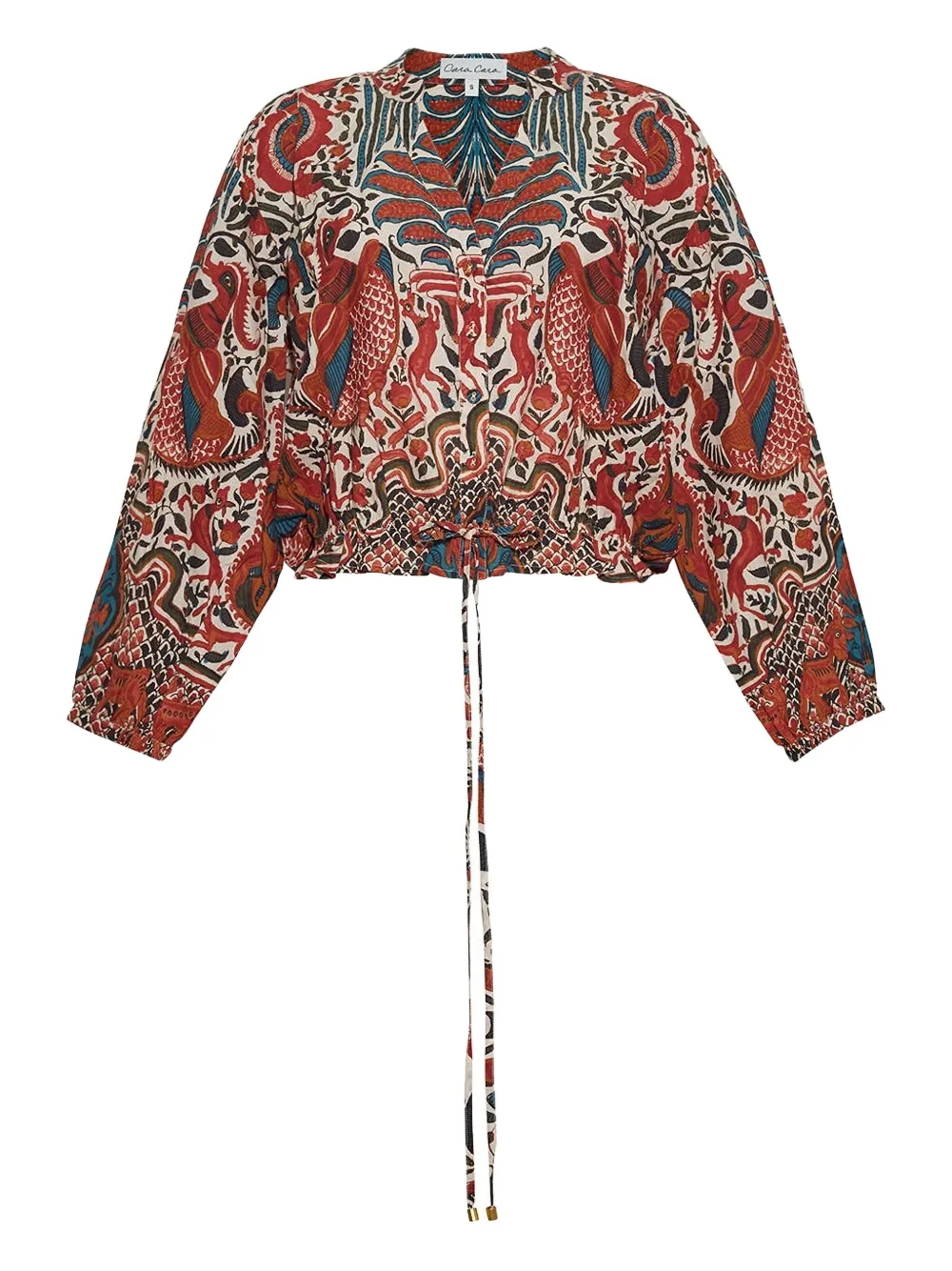 Cara Cara Drawstring Print Shirt In Red