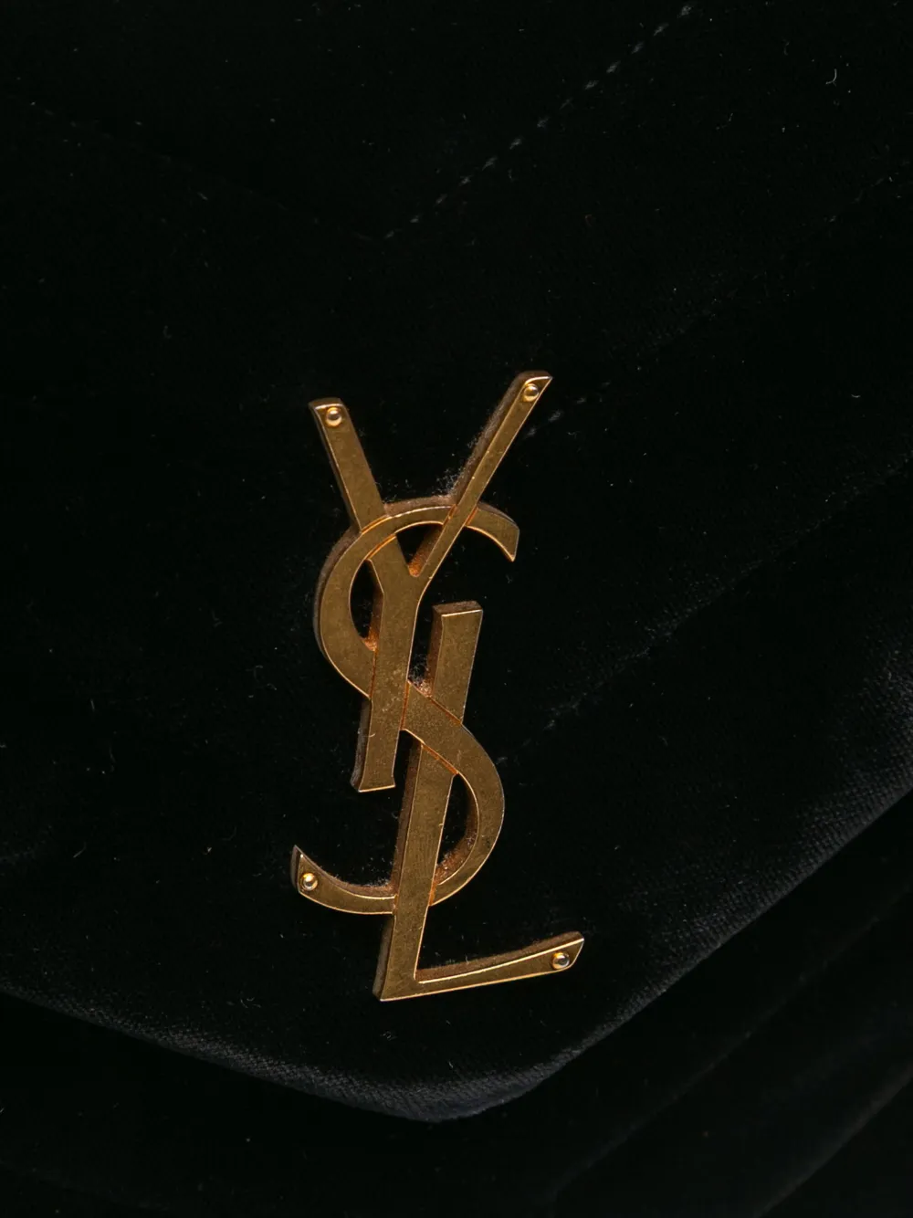 Pre-owned Saint Laurent 2017 Small Matelasse Velvet Monogram Loulou Crossbody Bag In Black