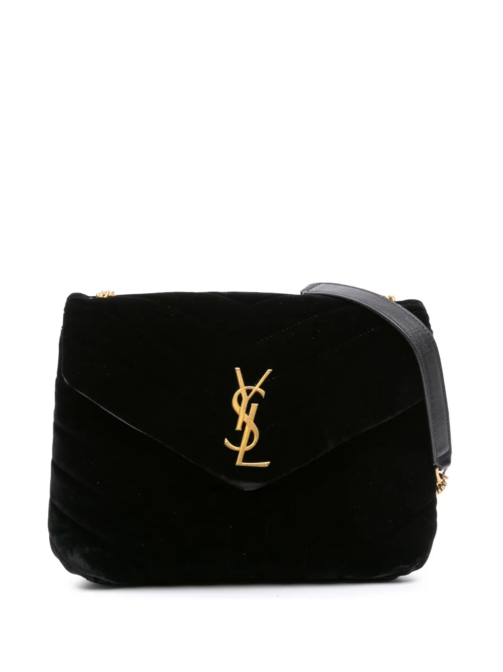 Saint Laurent Pre-Owned 2017 スモール マテラッセ ベルベット モノグラム ルル ショルダーバッグ - ブラック Saint Laurent Pre-Owned 2017 スモール マテラッセ ベルベット モノグラム ルル ショルダーバッグ - ブラック