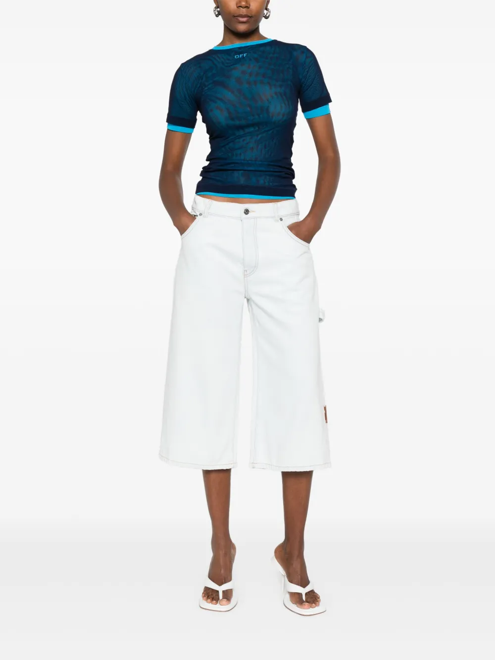 Off-white Five-pocket Denim Shorts In White