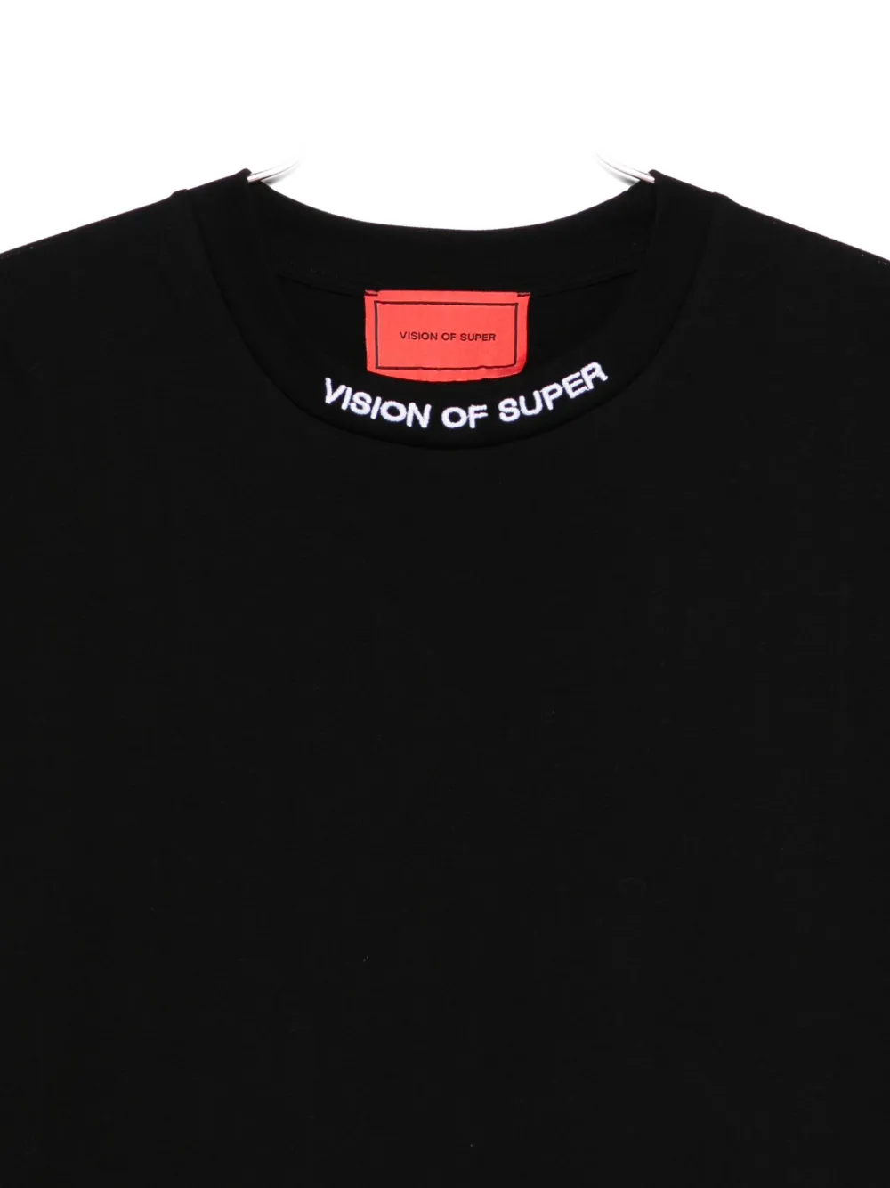 Vision Of Super Black T-shirt With Embroidered Green Flames And White Logo In Black