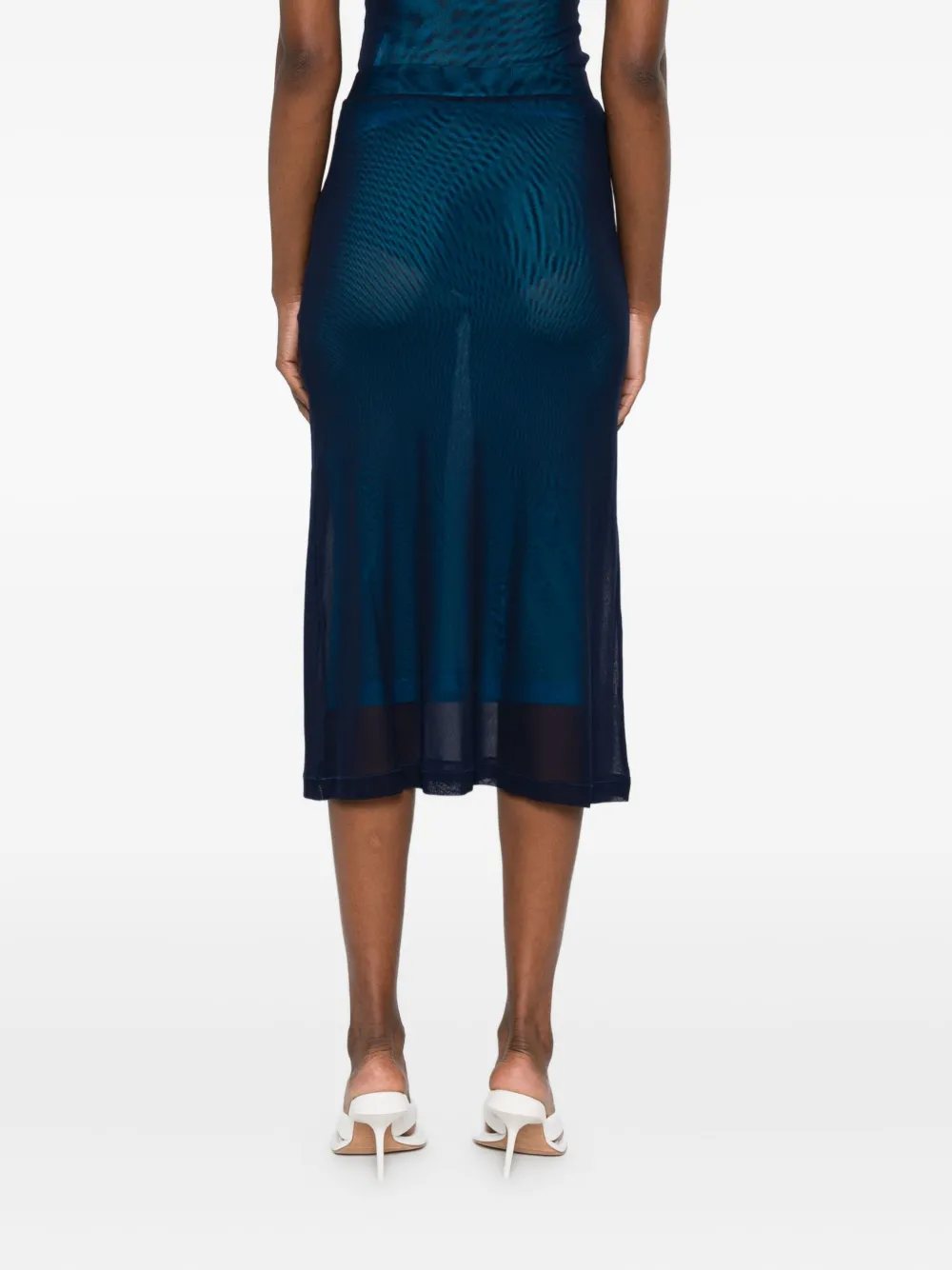 Off-white Mesh Midi Skirt In Blue