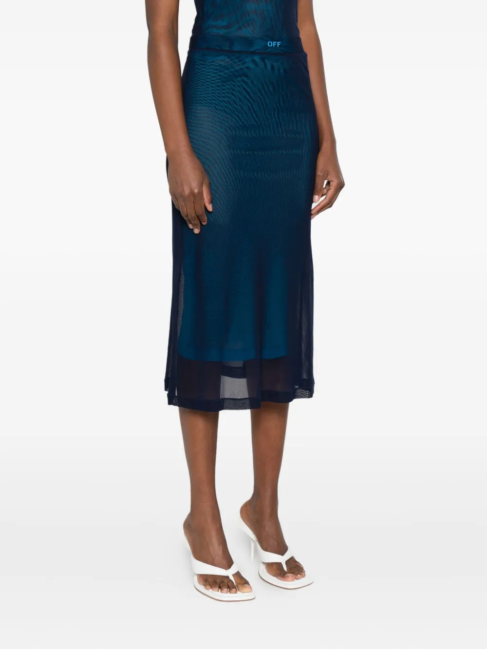 Off-white Mesh Midi Skirt In Blue