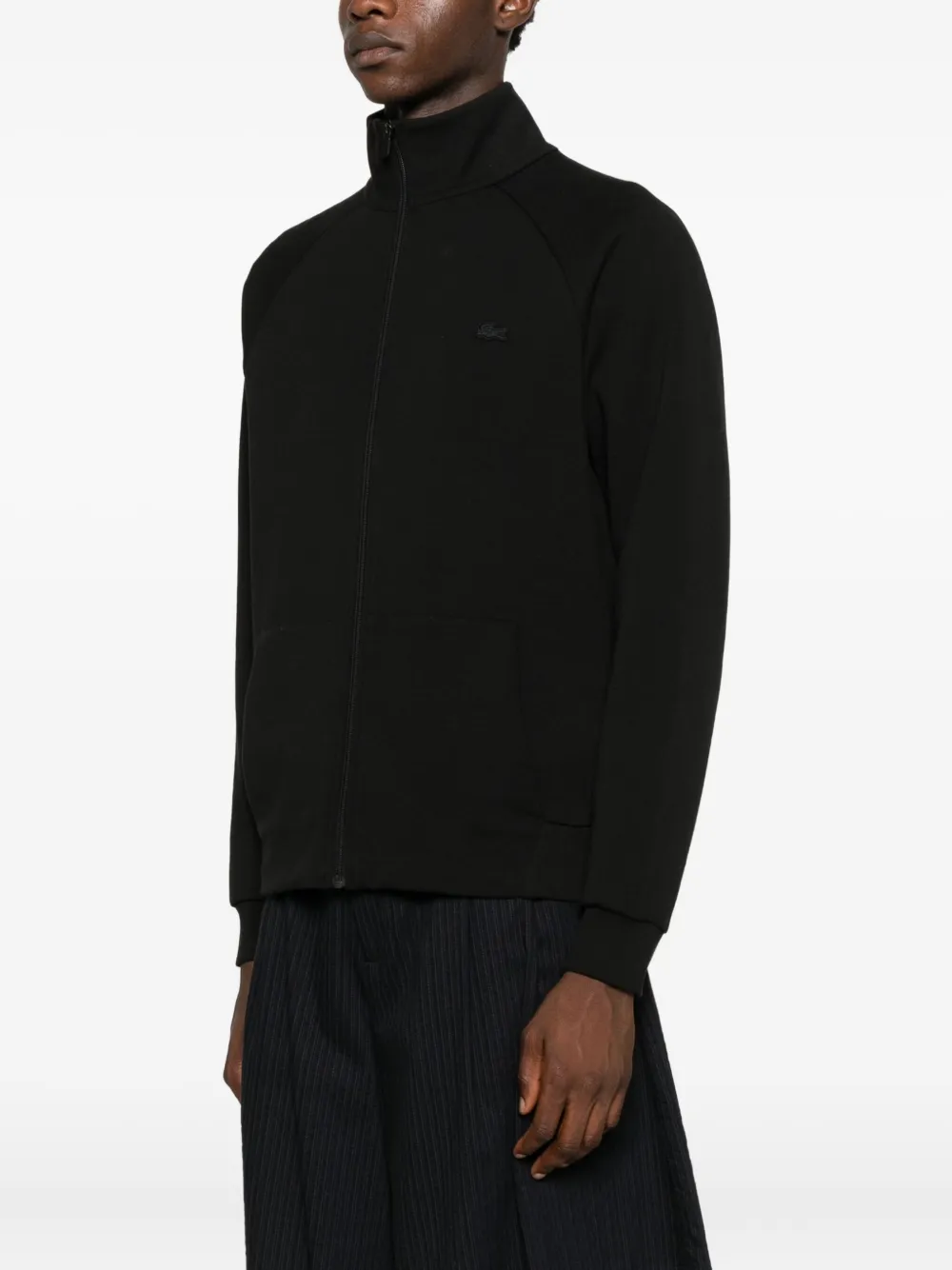 Lacoste Sweater met logodetail en rits Zwart