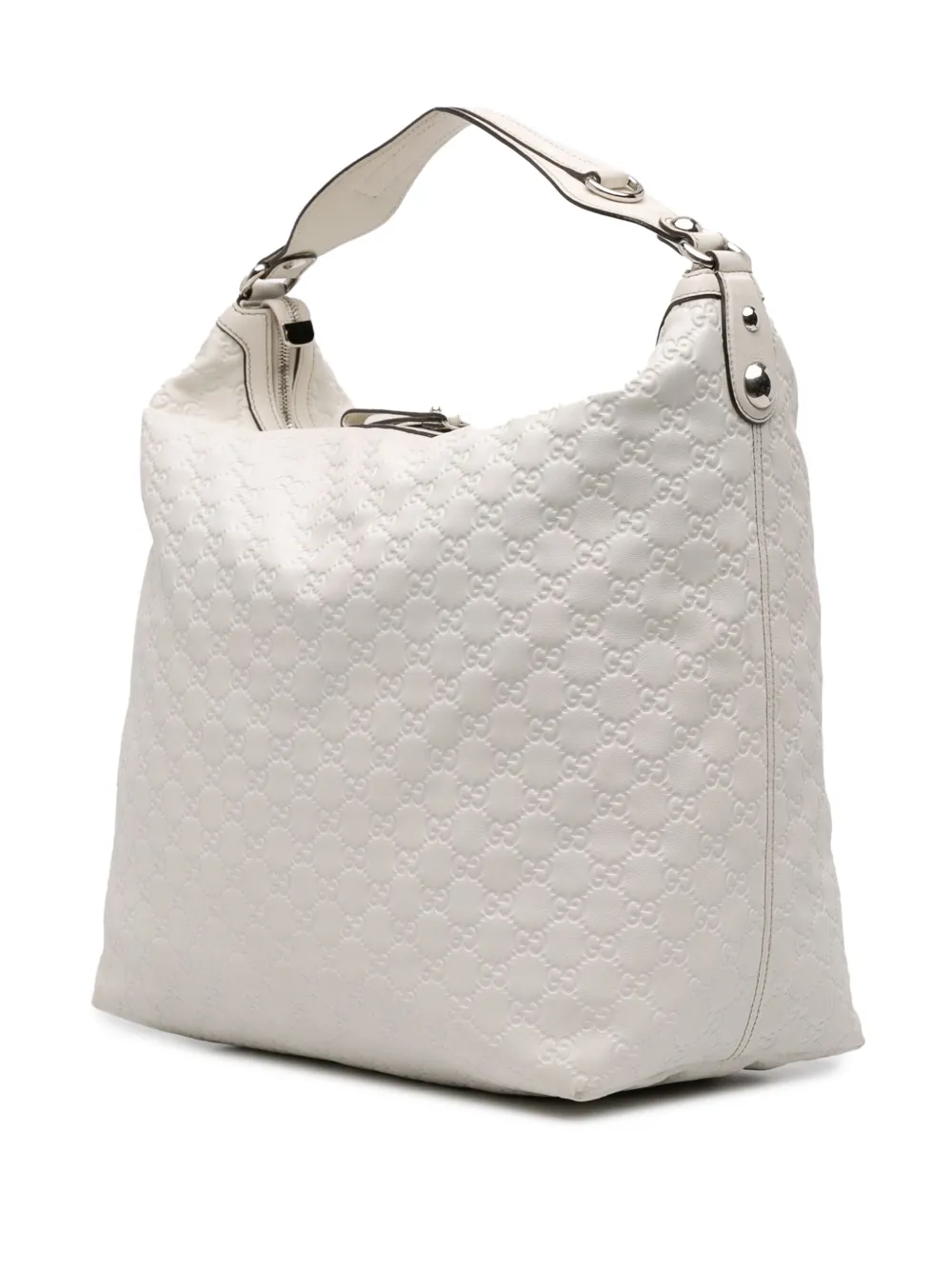Pre-owned Gucci 2000-2015 Large Ssima Icon Bit Hobo Satchel In White