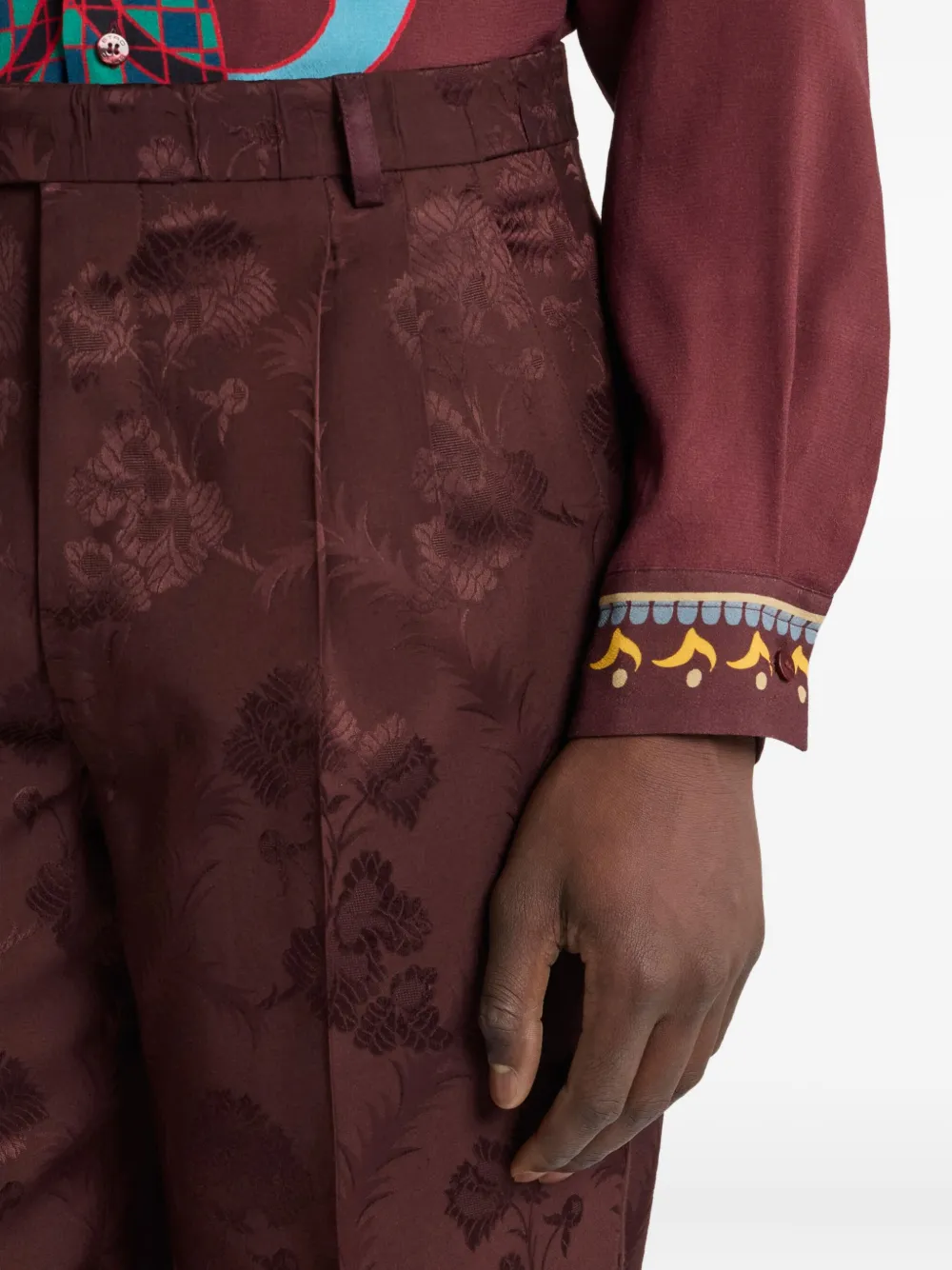 ETRO Broek met bloemen jacquard Rood