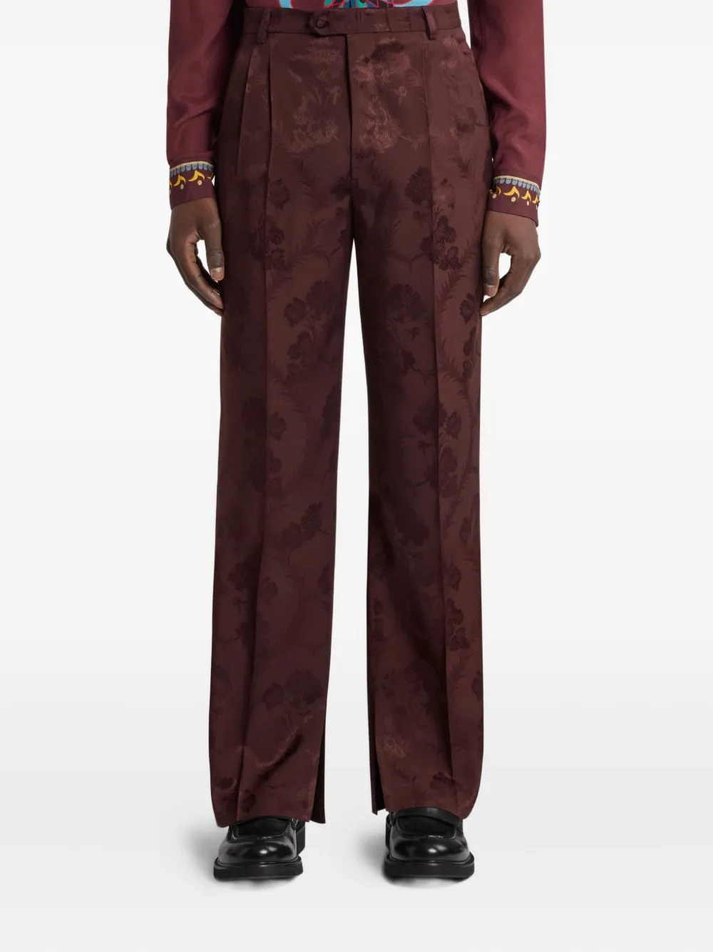 ETRO Broek met bloemen jacquard Rood