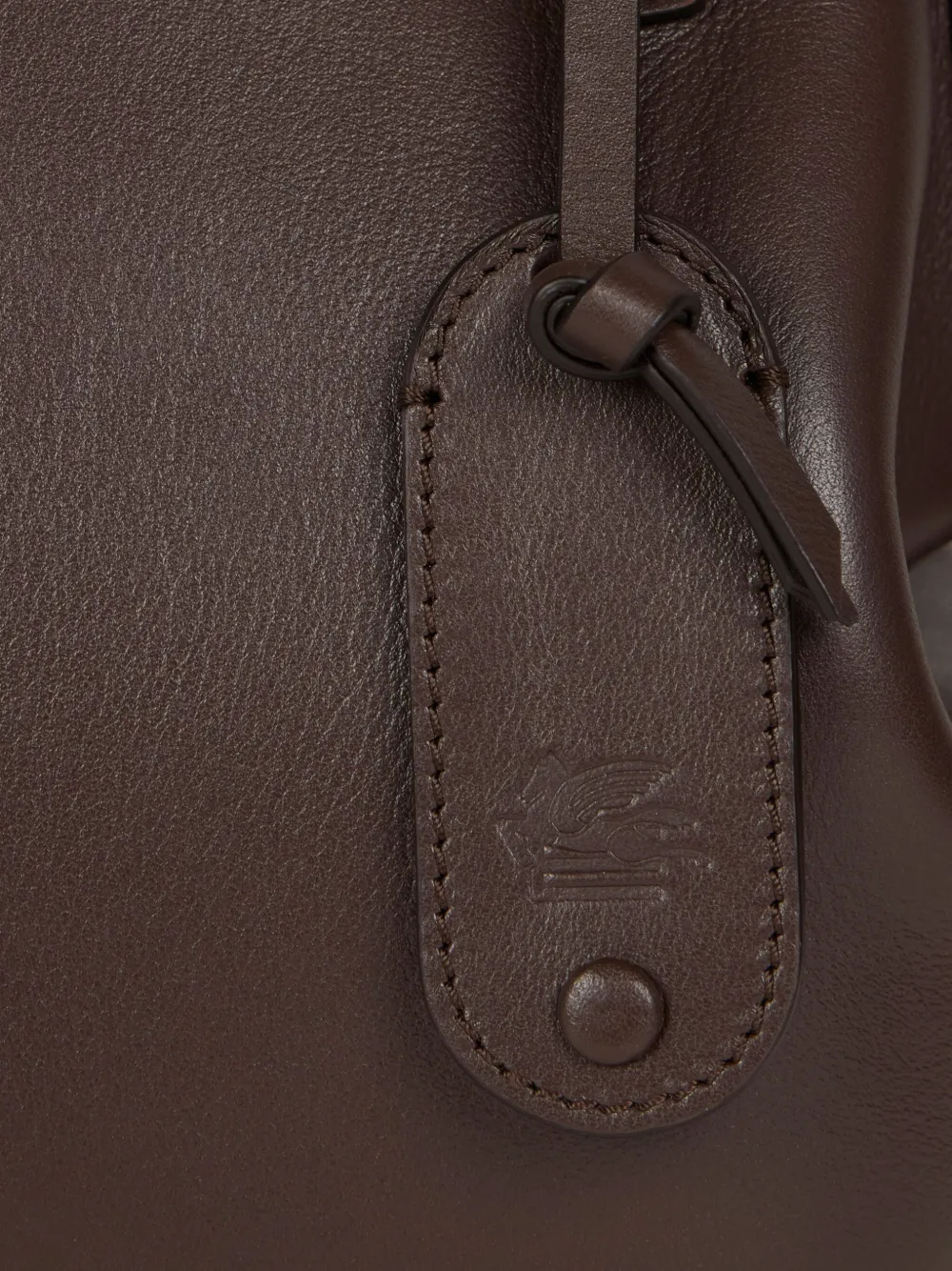 Etro Chain-trimmed Leather Shoulder Bag In Brown