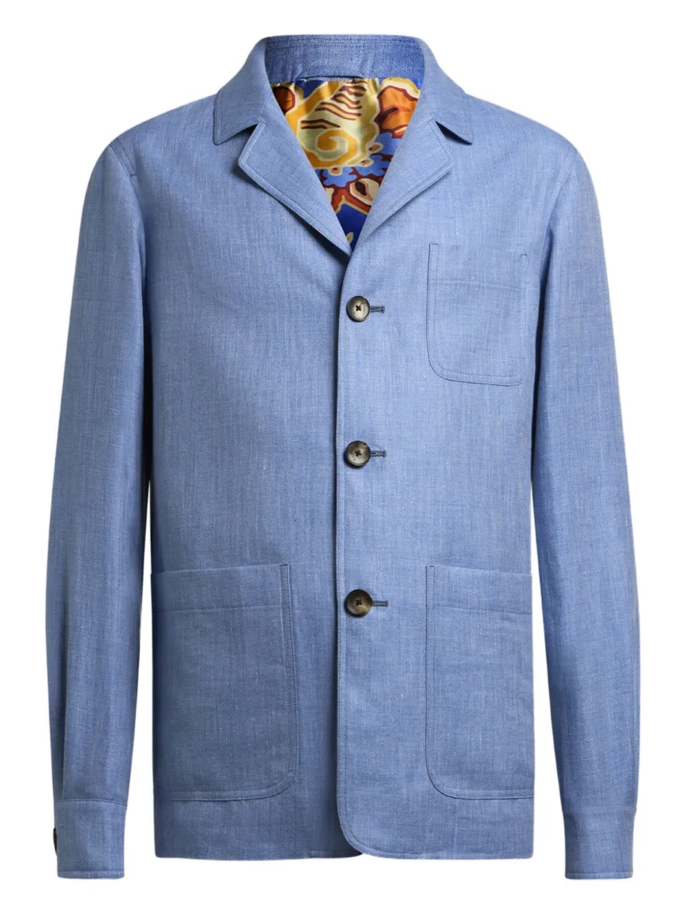 ETRO three-button patch-pocket linen jacket - ブルー ETRO three-button patch-pocket linen jacket - ブルー