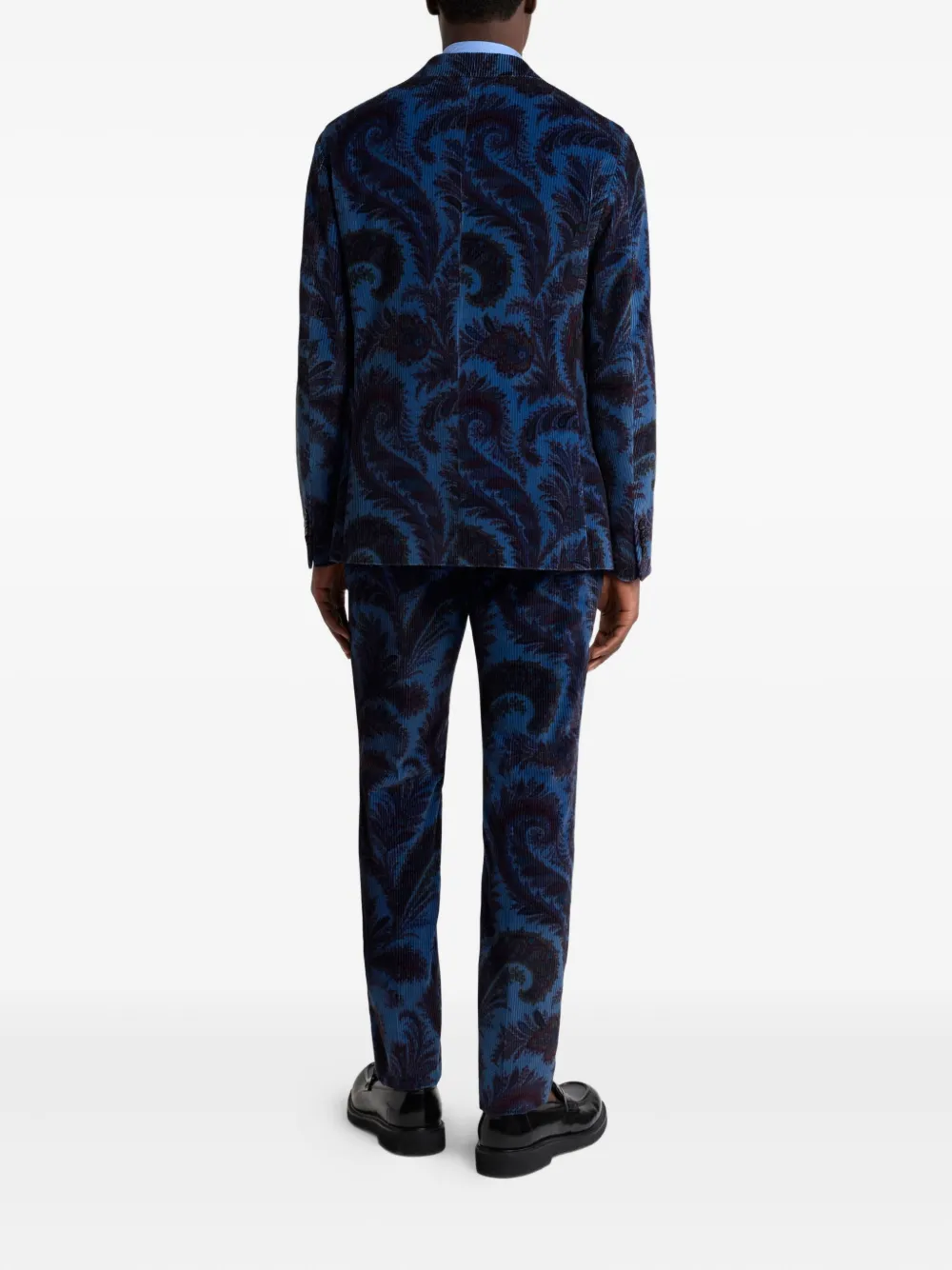 Etro Ribbed Paisley Blazer In Blue