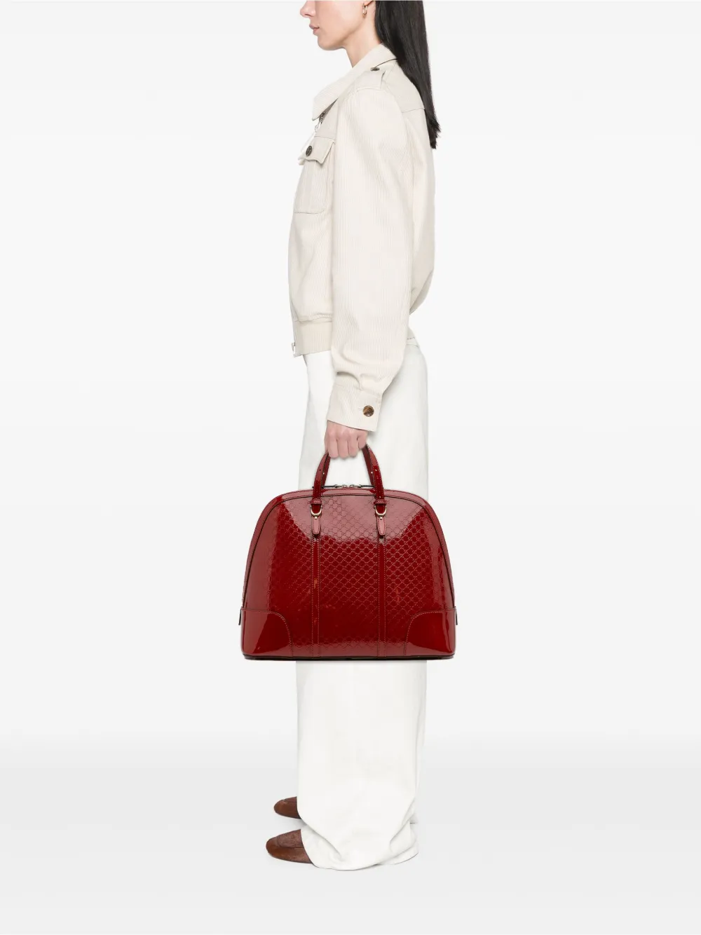 Gucci Pre-Owned 2016-2025 Large Microguccissima Patent Nice Dome Top Handle Bag satchel | Pre-Owned | Image 2