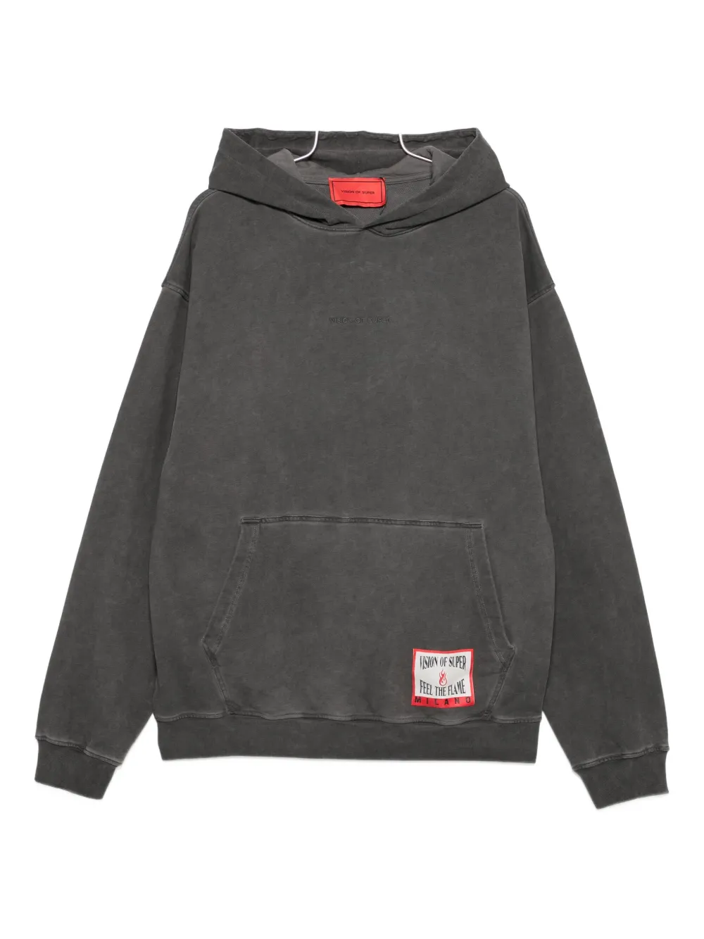 Vision Of Super Washed Gray Hoodie With Front Kangaroo Pocket In Gray