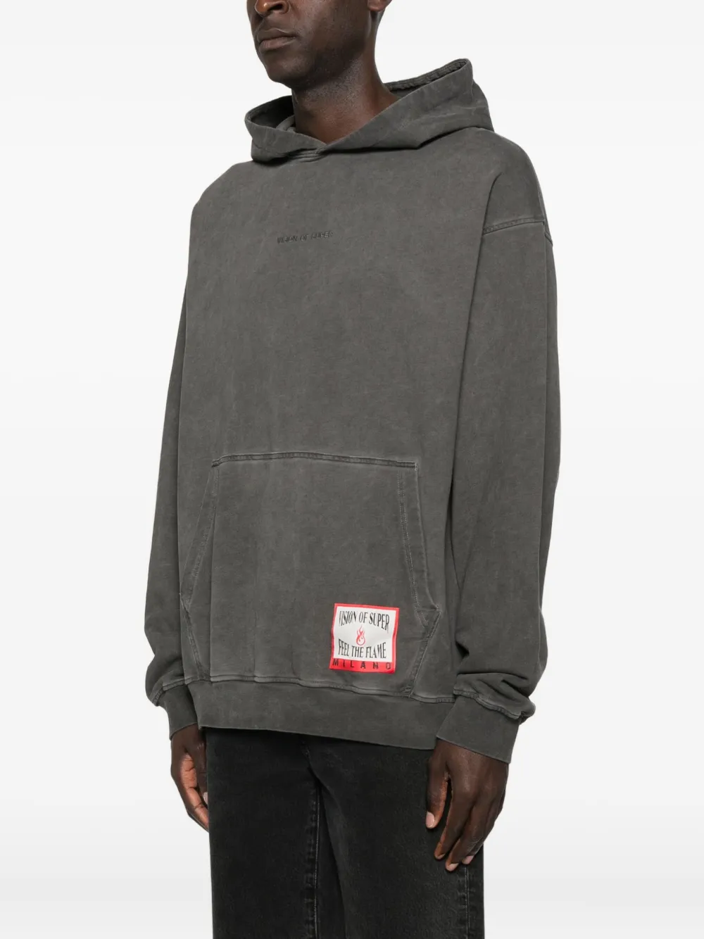 Vision Of Super Washed Gray Hoodie With Front Kangaroo Pocket In Gray