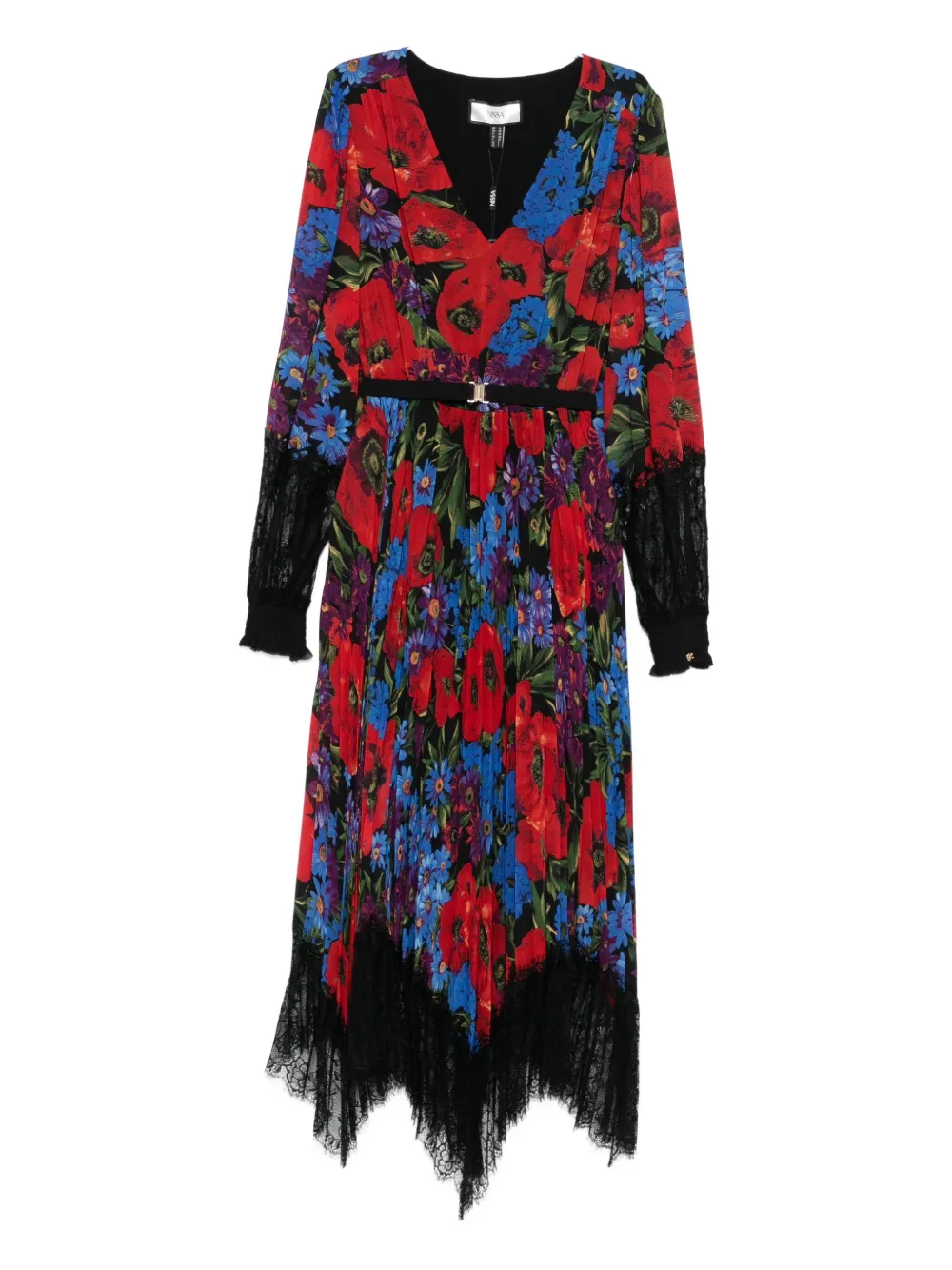 NISSA floral-print lace midi dress | Red | Image 1