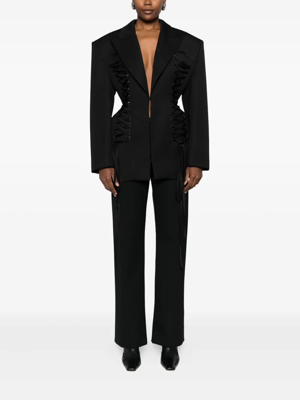 Nissa Lace-up Blazer In Black
