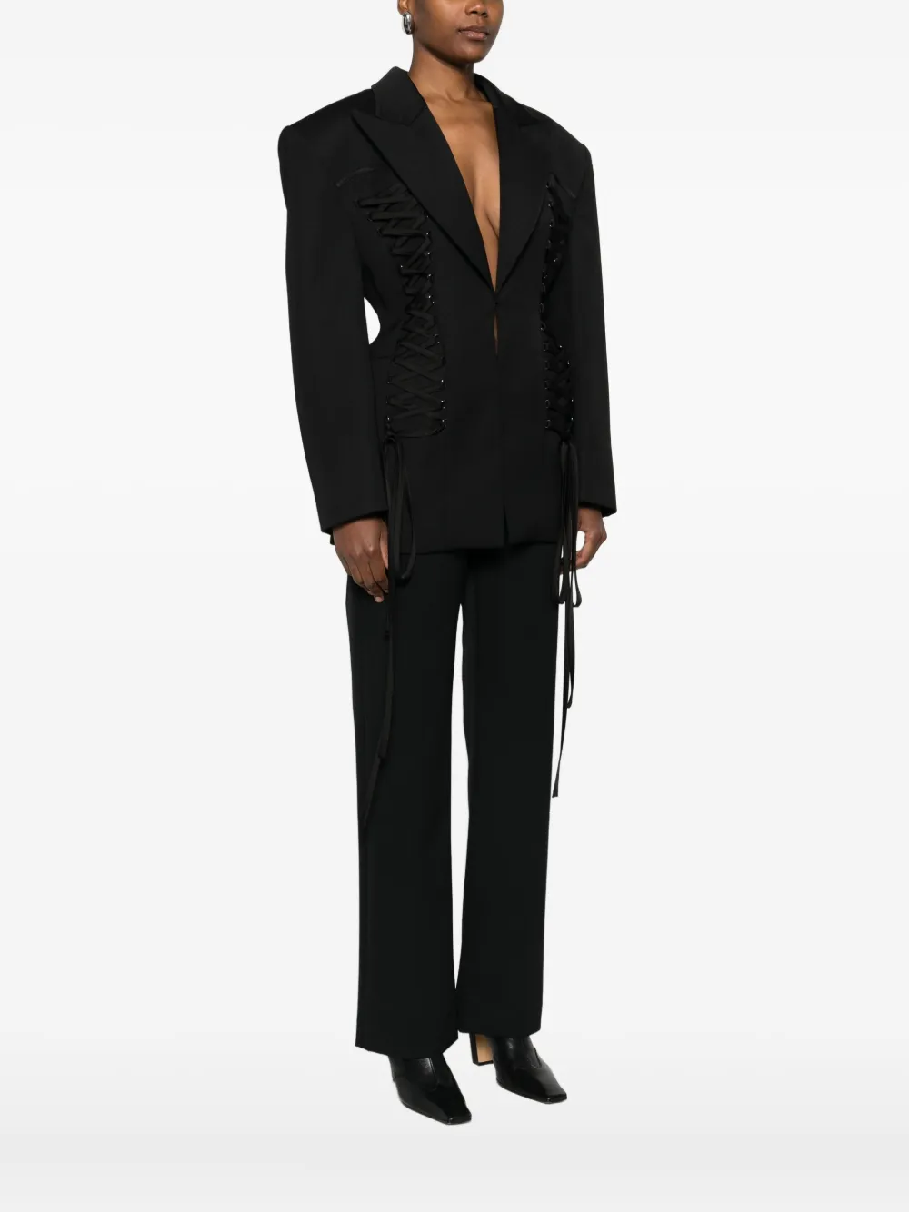 Nissa Lace-up Blazer In Black
