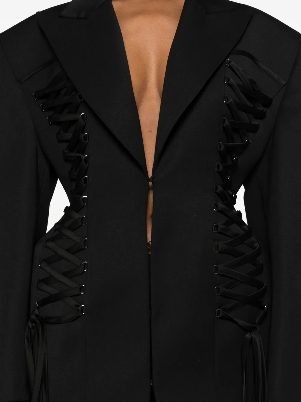 Nissa Lace-up Blazer In Black