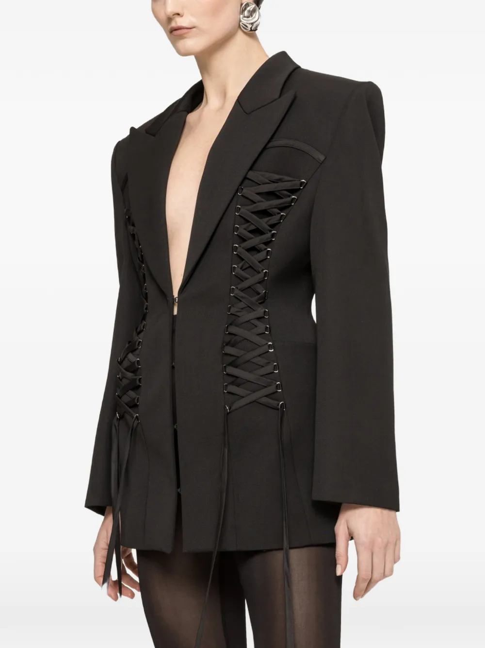 NISSA lace-up blazer - Black