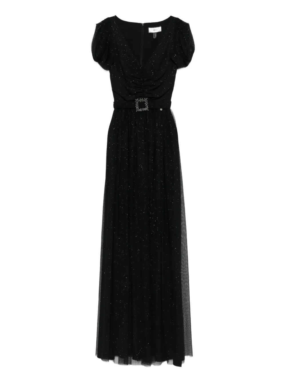 NISSA belted short-sleeved dress - ブラック NISSA belted short-sleeved dress - ブラック