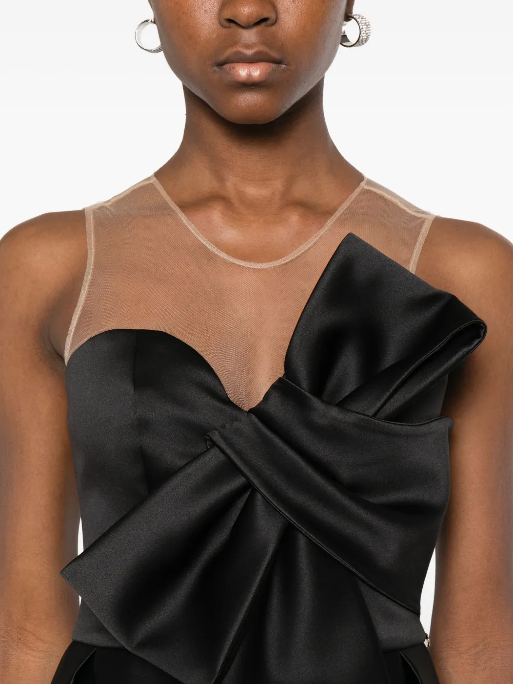 Nissa Bow-detail Midi Dress In Black