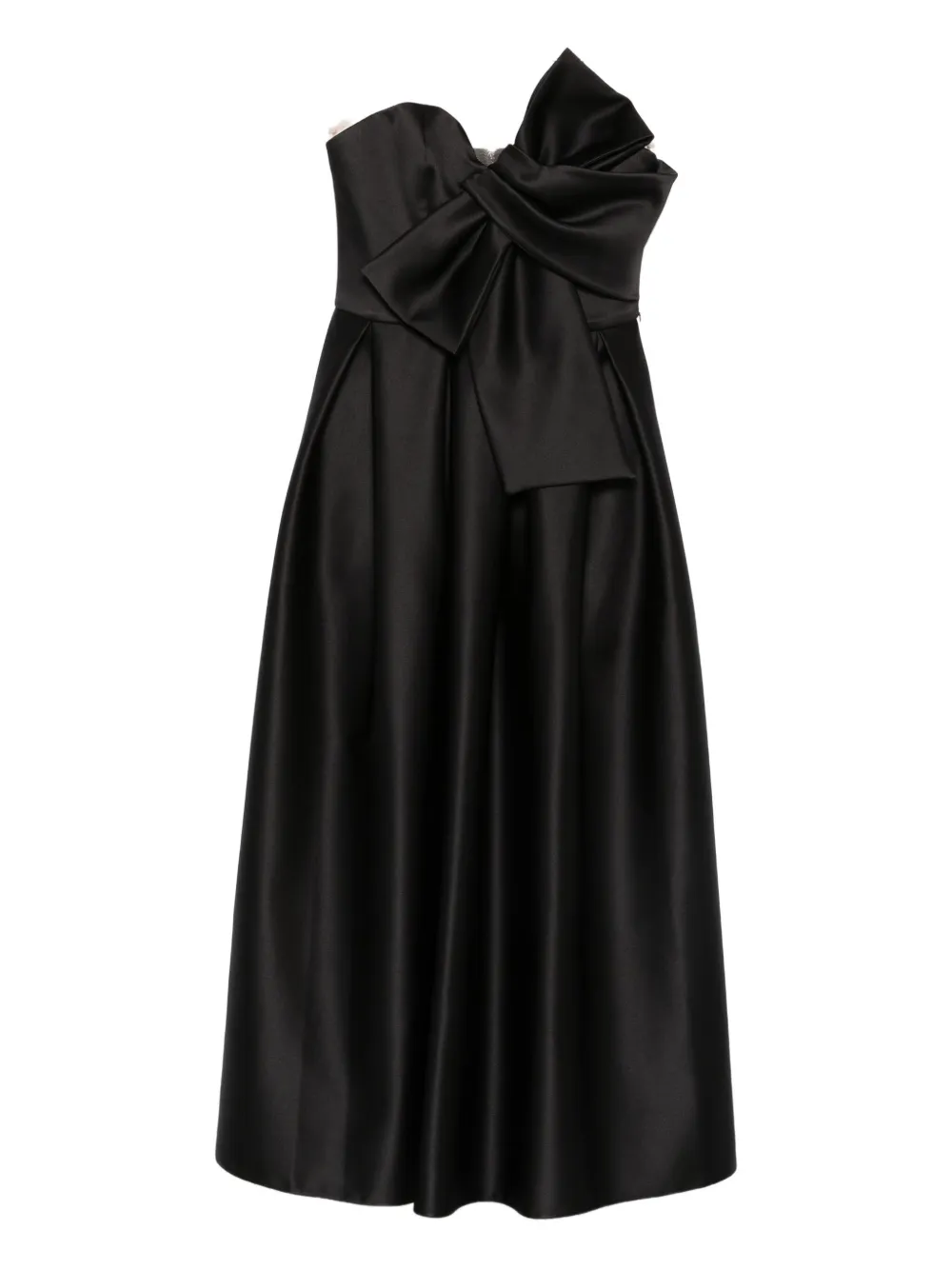 NISSA bow-detail midi dress - ブラック NISSA bow-detail midi dress - ブラック