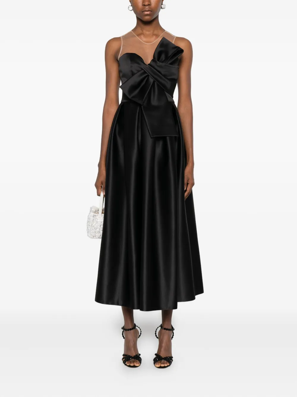NISSA Midi-jurk met strik-detail - Zwart