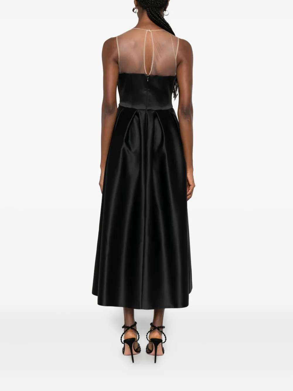 Nissa Bow-detail Midi Dress In Black