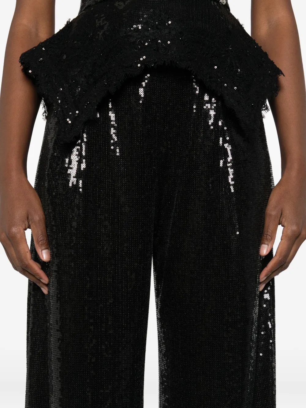 Nissa Sequin-embellished Trousers In Black
