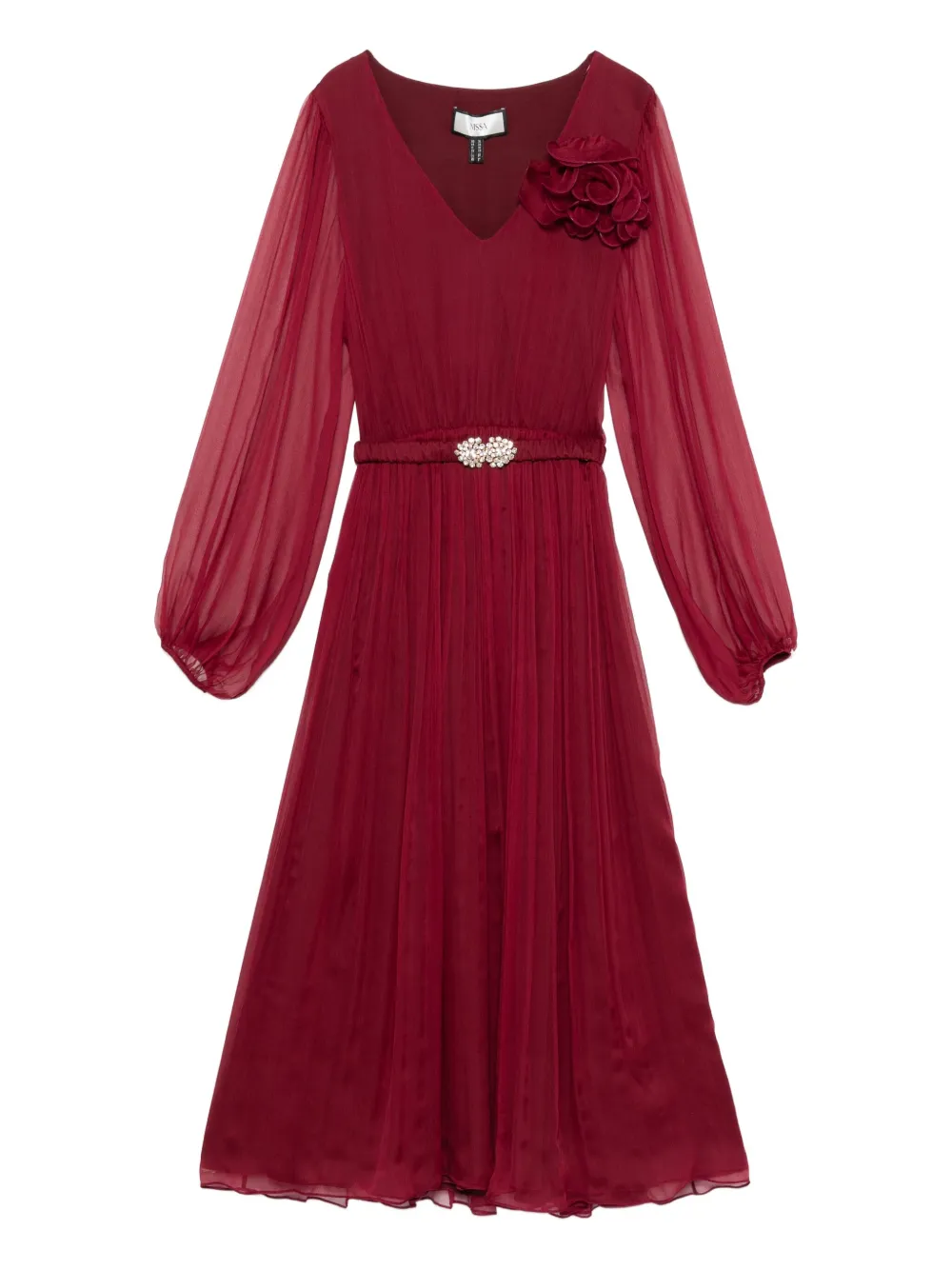NISSA floral embellished belted dress - レッド NISSA floral embellished belted dress - レッド