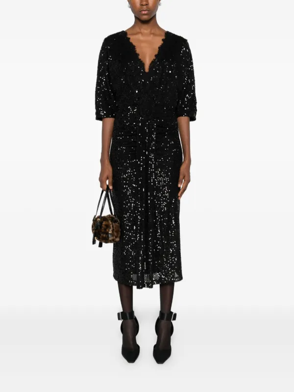 sequinned midi dress Dress the Population Women's Nicole Sequinned Midi Dress - Deep Plum Multi