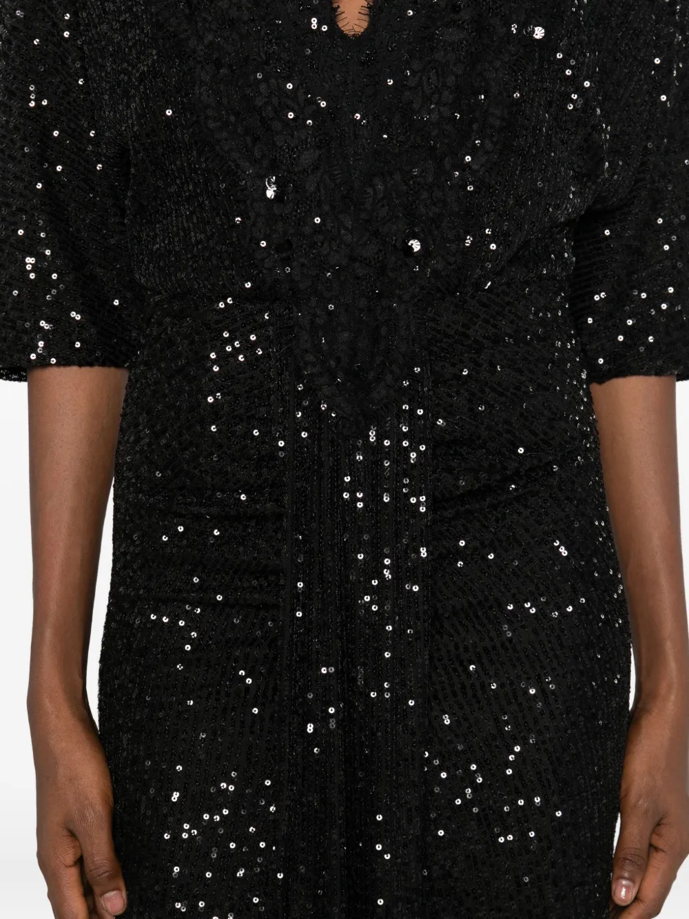 Nissa Sequinned Midi Dress In Black