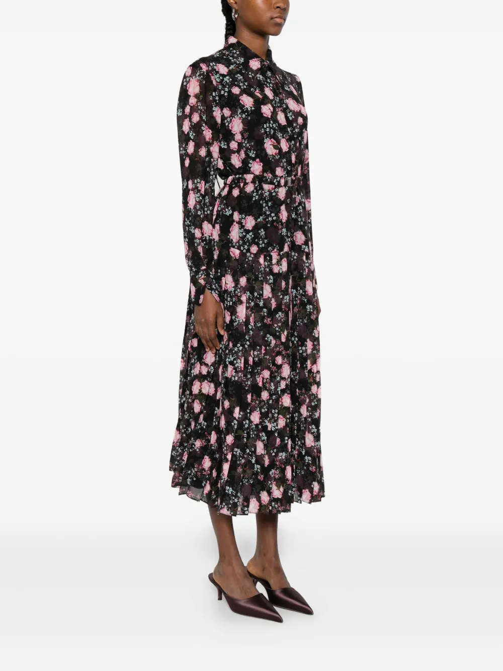 Nissa Floral-print Pleated Dress In Multi