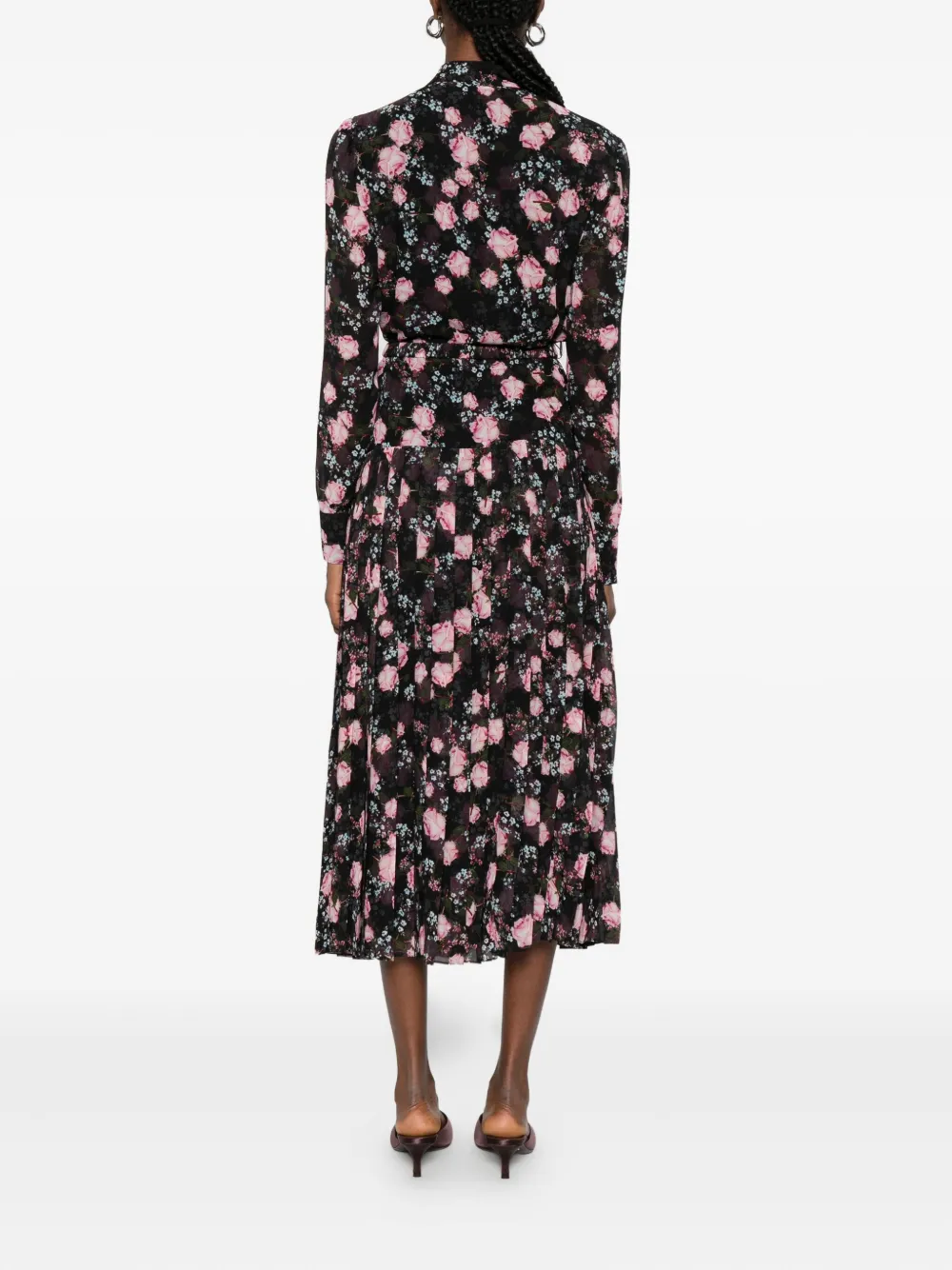 Nissa Floral-print Pleated Dress In Multi