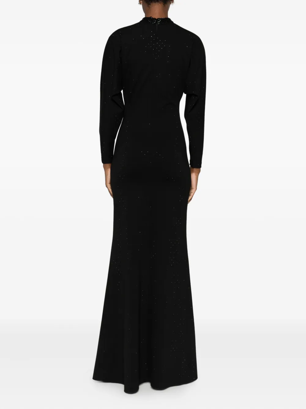 Nissa Rhinestone-embellished Long-sleeve Dress In Black