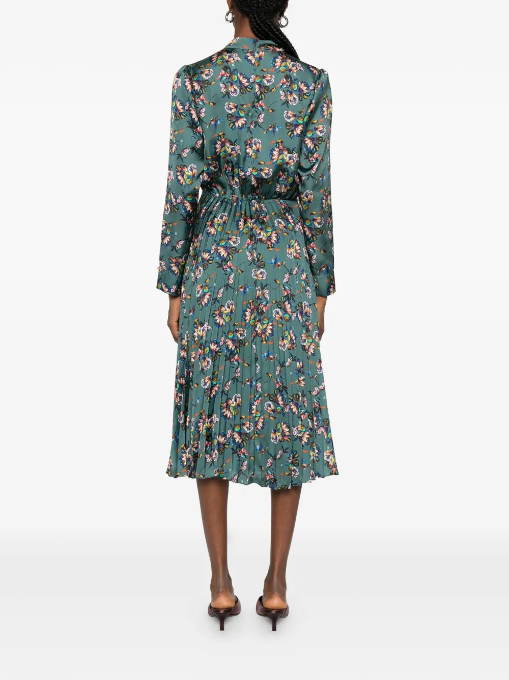 NISSA Geplooide jurk met bloemenprint Groen