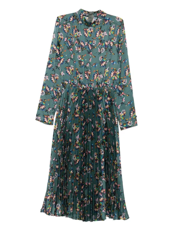 green faithfull the brand dress Blue Floral Pleated Mika Midi Dress main image 1